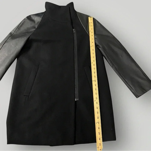 J. Crew Coat Vegan Leather Wool Black - Picture 4 of 9